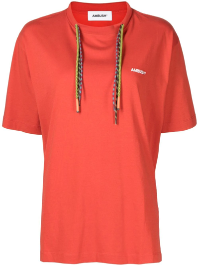 Shop Ambush Layered Drawstring T-shirt In Red