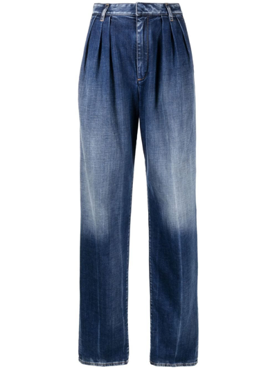 Shop Dsquared2 Washed-denim Wide-leg Jeans In Blue