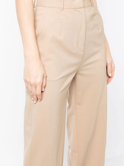 Shop Act N°1 Wide-leg Wool Trousers In Brown