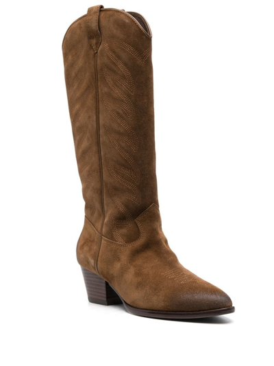 Shop Ash Block-heel Pointed-toe Boots In Brown