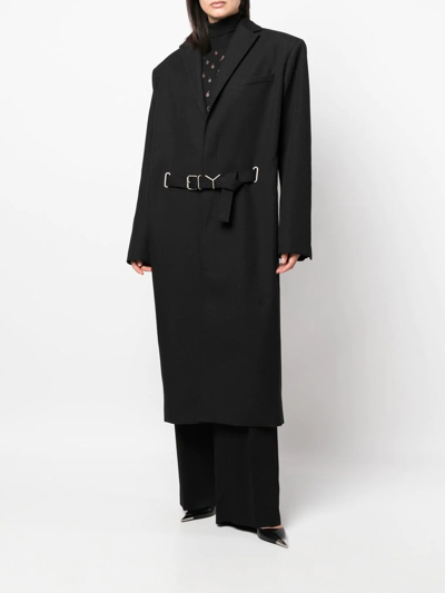 Shop Y/project Belted-waist Single-breasted Coat In Black