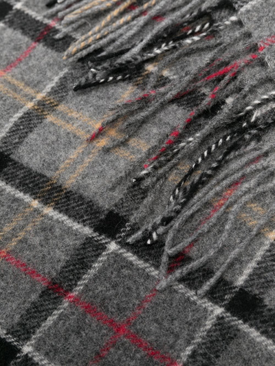 Barbour Fringed Tartan Lambswool Scarf In Grey