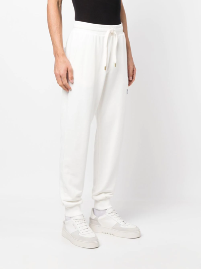 Shop Casablanca Embroidered-detail Organic-cotton Track-pants In Neutrals