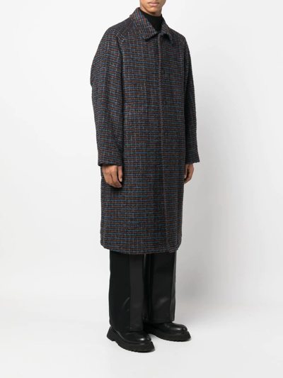 Shop Andersson Bell Check-print Single-breasted Coat In Blue