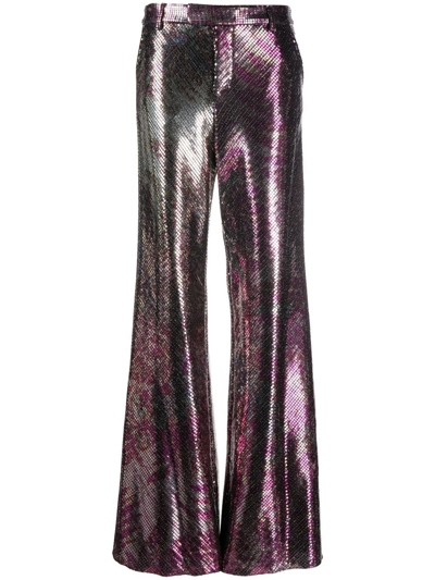 Shop Etro Metallic Wide-leg Trousers In Pink