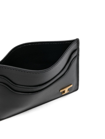 Shop Tod's Calf Leather Card Holder In Black