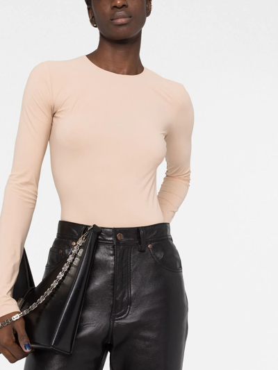 Maison Margiela Four-stitch Detail Bodysuit In Neutrals
