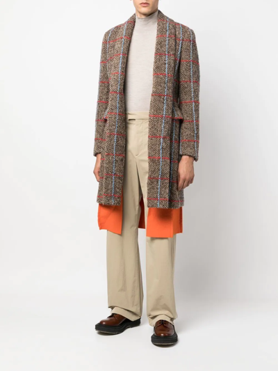 Shop Comme Des Garçons Homme Deux Layered Check-print Coat In Brown