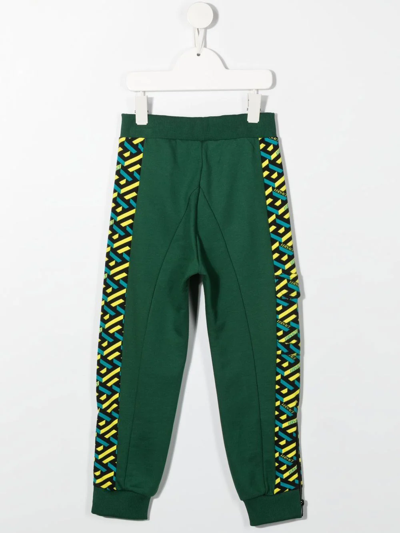 Shop Versace Geometric-pattern Print Track Pants In Green