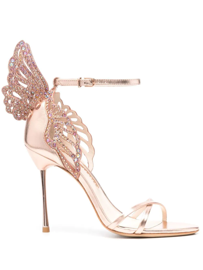 Shop Sophia Webster Heavenly Butterfly-detail Heeled Sandals In Gold