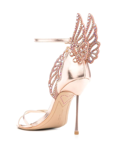 Shop Sophia Webster Heavenly Butterfly-detail Heeled Sandals In Gold