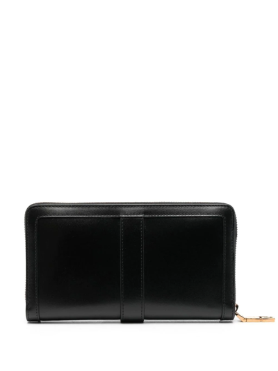 Shop Versace Greca-buckle Zip Wallet In Black