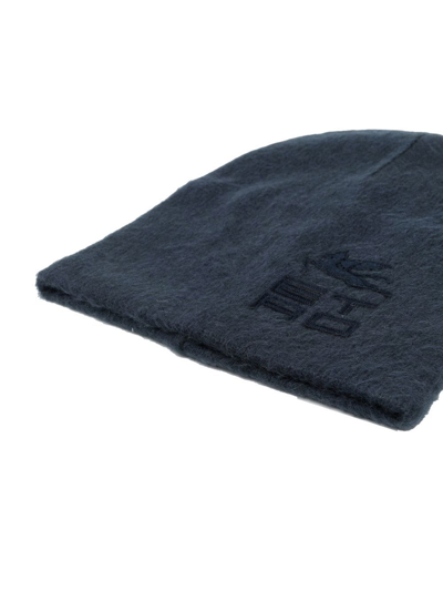 Shop Etro Logo-embroidered Brushed Knitted Hat In Blue