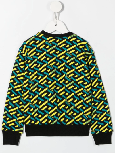 Shop Versace Geometric Pattern Print Sweatshirt In Yellow
