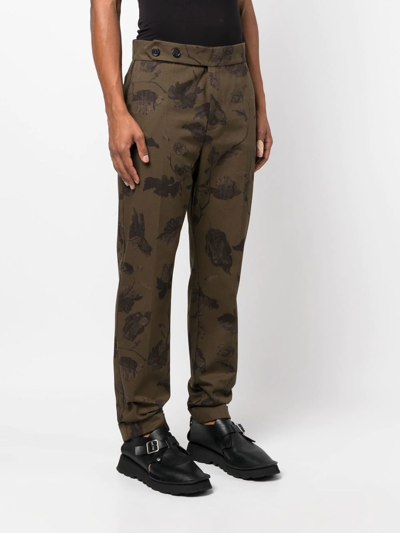 Shop Erdem Floral-print Tailored Trousers In Green