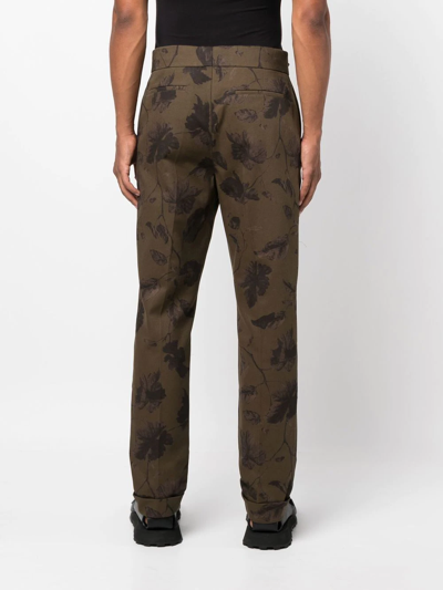 Shop Erdem Floral-print Tailored Trousers In Green