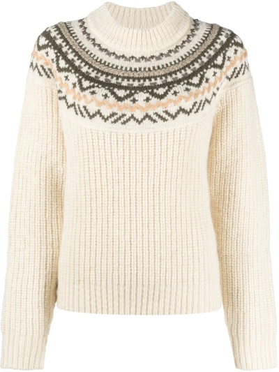 Shop Isabel Marant Étoile Intarsia-knit Long-sleeve Jumper In Neutrals