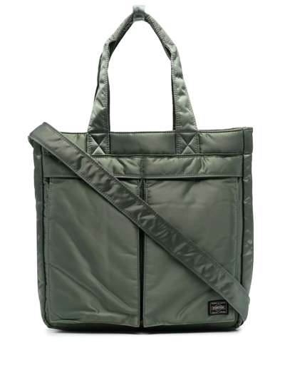 Shop Porter-yoshida & Co Logo Zipped Tote In Green