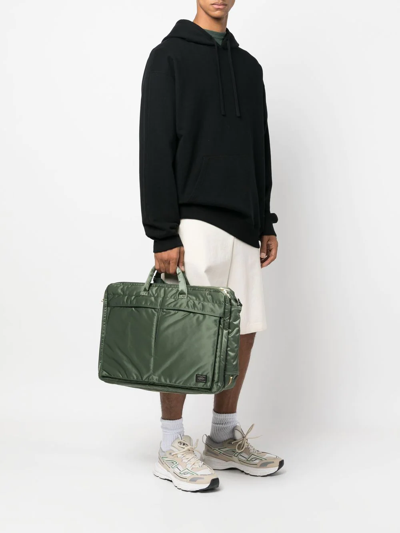Shop Porter-yoshida & Co Logo Zipped Briefcase In Green