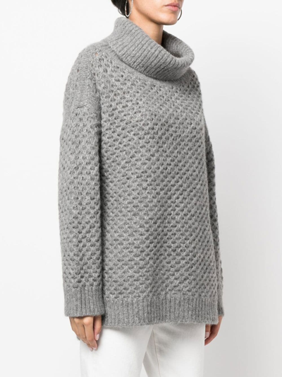 Malo Roll-neck Knitted Jumper In Grey
