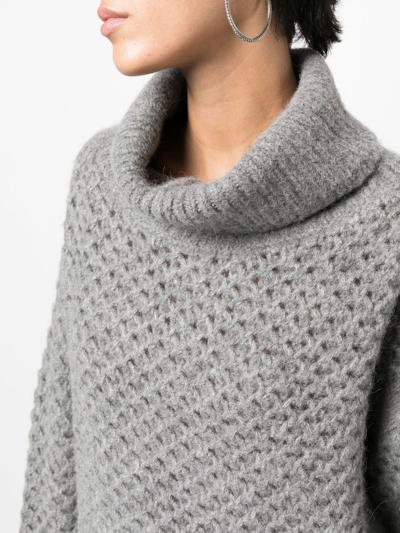 Malo Roll-neck Knitted Jumper In Grey
