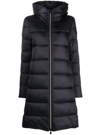 Shop Save The Duck Lysa Long Puffer Coat In Black