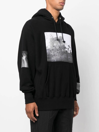 Shop Undercover Graphic Drawstring Hoodie In Black