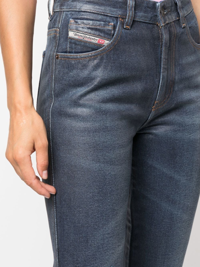 Shop Diesel Logo-patch Straight-leg Jeans In Blue