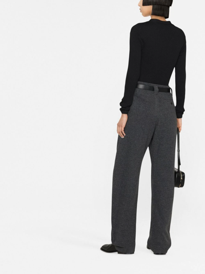 Shop Lemaire High-waisted Wool Trousers In Grey