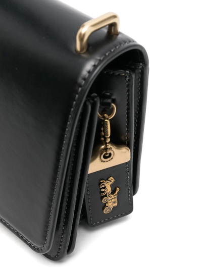 Shop Coach Logo-plaque Leather Shoulder Bag In Black