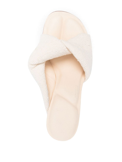 Jacquemus Bagnu Twisted-strap Cotton And Leather Mules In Neutrals