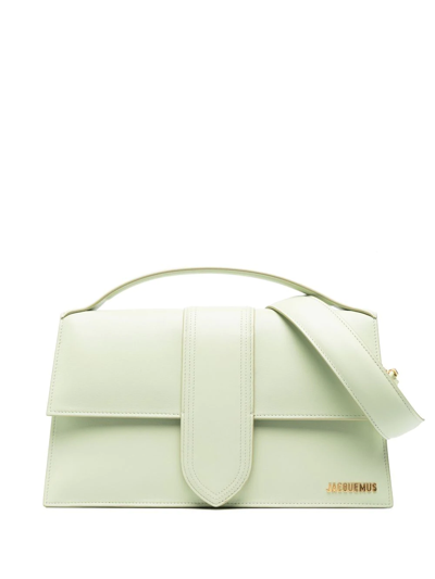 Shop Jacquemus Le Bambinou Leather Tote Bag In Green