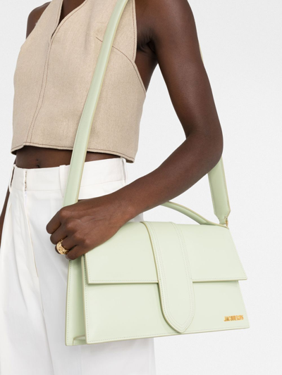 Shop Jacquemus Le Bambinou Leather Tote Bag In Green