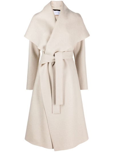 Shop Harris Wharf London Belted Wool Trench Coat In Neutrals