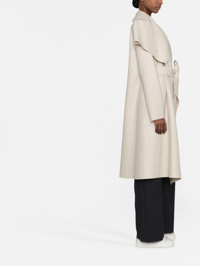 Shop Harris Wharf London Belted Wool Trench Coat In Neutrals