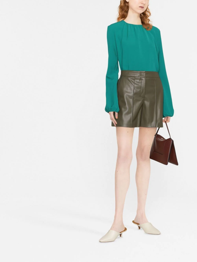 Blanca Vita High-waisted Faux Leather Shorts In Green