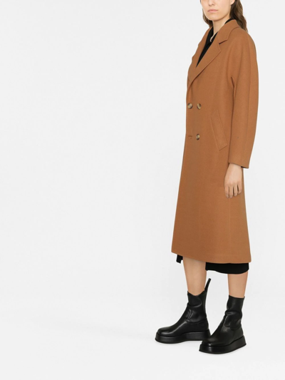 Shop Blanca Vita Double-breasted Coat In Brown