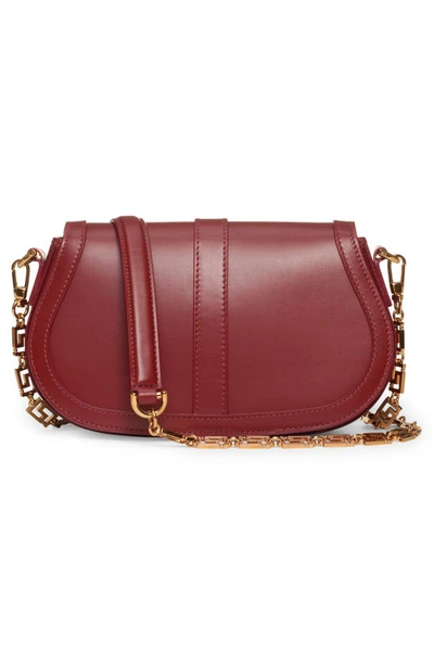Shop Versace Medium Greca Goddess Leather Shoulder Bag In Parade Red- Gold