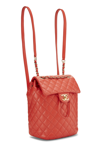 Pre-owned Chanel Red Quilted Lambskin Urban Spirit Backpack Small