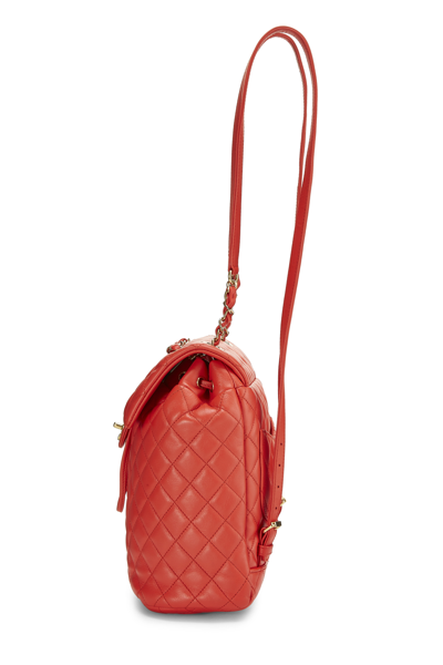 Pre-owned Chanel Red Quilted Lambskin Urban Spirit Backpack Small