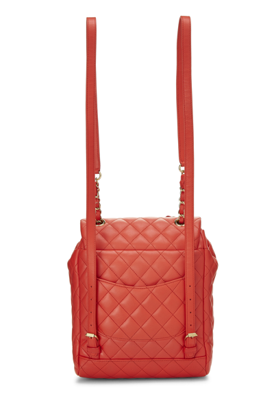 Pre-owned Chanel Red Quilted Lambskin Urban Spirit Backpack Small