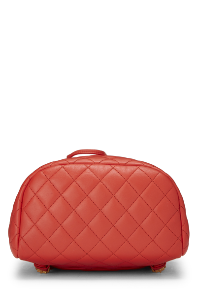 Pre-owned Chanel Red Quilted Lambskin Urban Spirit Backpack Small