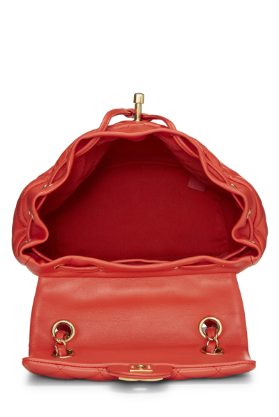 Pre-owned Chanel Red Quilted Lambskin Urban Spirit Backpack Small