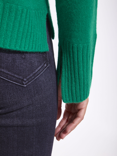 ALLUDE GREEN WOOL CASHMERE SWEATER 