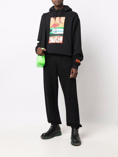 Shop Heron Preston Abstract Print Logo Hoodie In Black