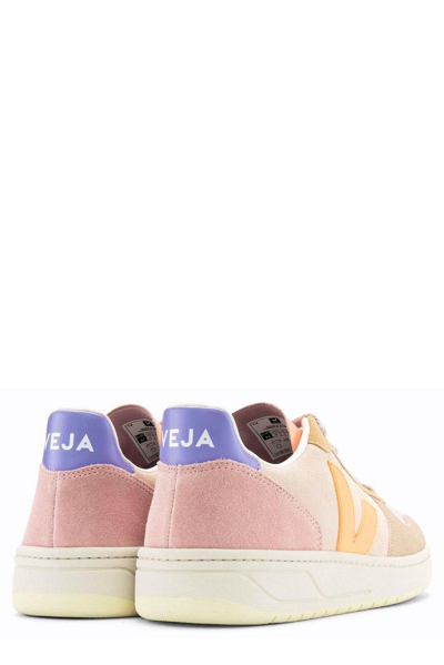 Shop Veja V-10 Panelled Low-top Sneakers In Multicolor