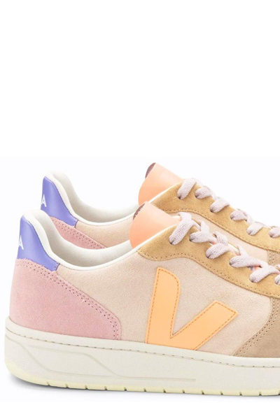 Shop Veja V-10 Panelled Low-top Sneakers In Multicolor