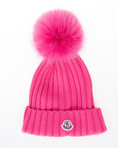 Moncler Knitted Wool Hat In Pink | ModeSens