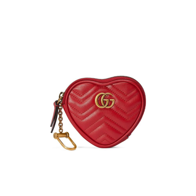 Gucci GG Marmont Heart-shaped Coin Purse in Pink