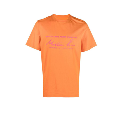 Shop Martine Rose Orange Logo Cotton T-shirt